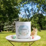 Easter Bunny Watercolor Bucket Bag – Custom Name Canvas Tote For Egg Hunts & Spring Gifts - Image 4