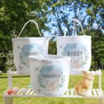 Easter Bunny Watercolor Bucket Bag – Custom Name Canvas Tote For Egg Hunts & Spring Gifts - Image 5