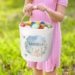 Easter Bunny Watercolor Bucket Bag – Custom Name Canvas Tote For Egg Hunts & Spring Gifts - Image 6
