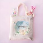 Personalized Easter Bunny Canvas Tote – Custom Watercolor Bag For Candy, Gifts & Spring Parties - Image 2