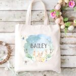 Personalized Easter Bunny Canvas Tote – Custom Watercolor Bag For Candy, Gifts & Spring Parties - Image 3