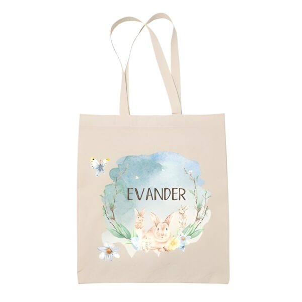 Personalized Easter Bunny canvas tote for spring celebrations