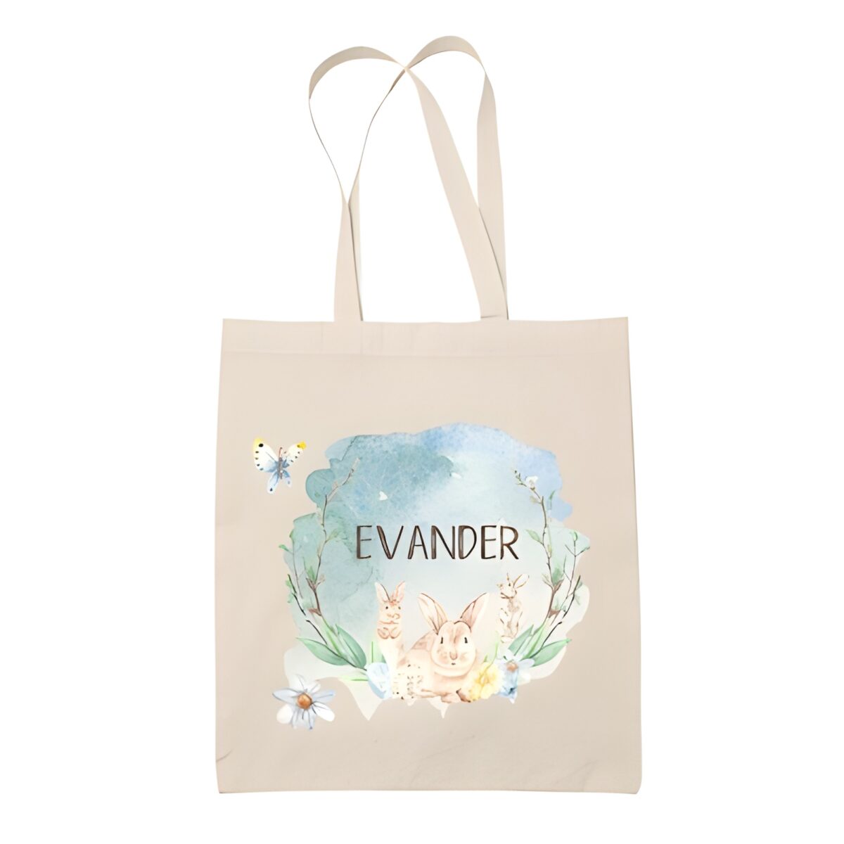 Personalized Easter Bunny canvas tote for spring celebrations