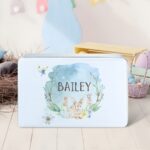 Personalized Easter Bunny Watercolor Cookie Tin – Custom Name Treat Box With Lid For Kids, Toddlers & Family - Image 2