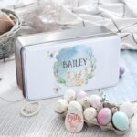 Personalized Easter Bunny Watercolor Cookie Tin – Custom Name Treat Box With Lid For Kids, Toddlers & Family - Image 3