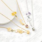Embrace Her Story – Birthflower & Zodiac Necklace with Name – A Cherished Keepsake for Mom or Her - Image 2