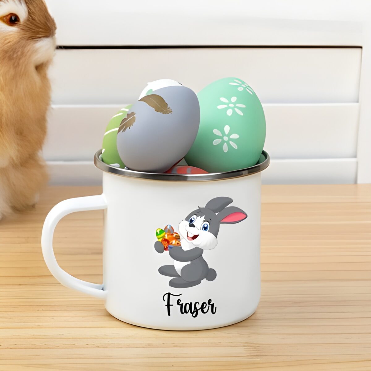 Personalized Easter Bunny Enamel Mug for kids