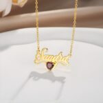 Embrace Her Story – Custom Name Necklace with Heart Birthstone – A Timeless Treasure for Her Special Moments - Image 2