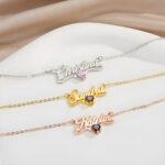 Embrace Her Story – Custom Name Necklace with Heart Birthstone – A Timeless Treasure for Her Special Moments - Image 3