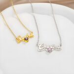 Embrace Her Story – Custom Name Necklace with Heart Birthstone – A Timeless Treasure for Her Special Moments - Image 4