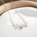 Embrace Her Story – Custom Name Necklace with Heart Birthstone – A Timeless Treasure for Her Special Moments - Image 5