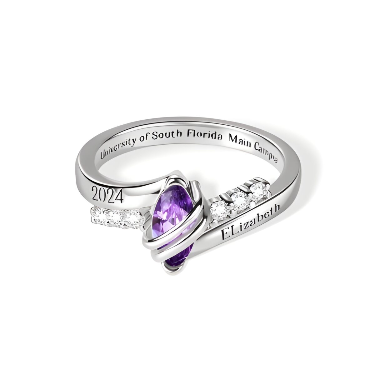 Custom birthstone graduation ring for Class of 2024