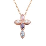 Embrace Faith and Color – Birthstone Cross Necklace in Sterling Silver – A Cherished Keepsake for Her Sacred Moments - Image 2