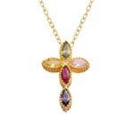 Embrace Faith and Color – Birthstone Cross Necklace in Sterling Silver – A Cherished Keepsake for Her Sacred Moments - Image 3