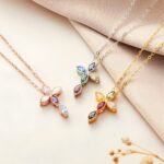 Embrace Faith and Color – Birthstone Cross Necklace in Sterling Silver – A Cherished Keepsake for Her Sacred Moments - Image 4