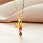 Embrace Faith and Color – Birthstone Cross Necklace in Sterling Silver – A Cherished Keepsake for Her Sacred Moments - Image 6