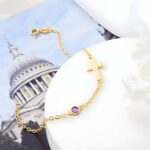 Embrace Faith and Love – Custom Birthstone Cross Bracelet – A Cherished Keepsake for Her Spiritual Journey - Image 2