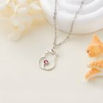 Carry Your Cat's Spirit Close – Birthstone Cat Silhouette Necklace – For Her, A Tender Tribute on Special Days - Image 2