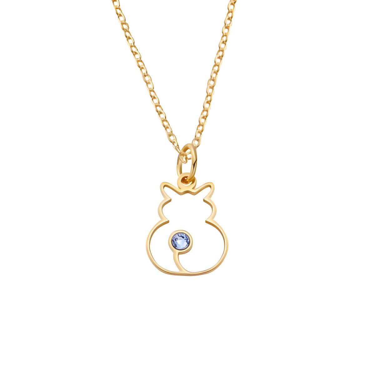 Birthstone cat silhouette necklace for cat lovers