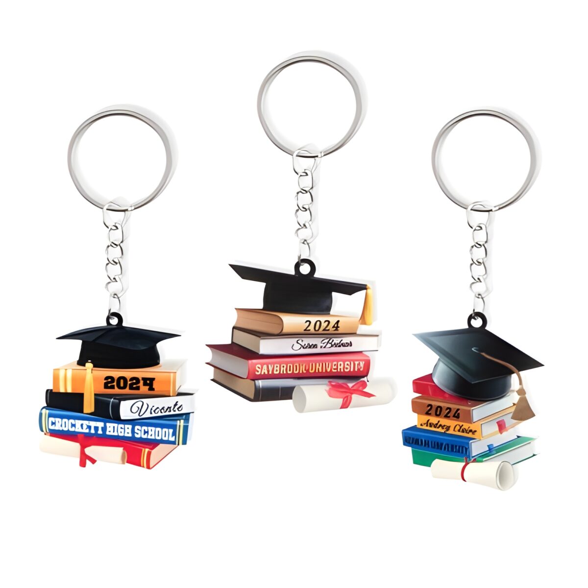 Custom graduation keychain gift celebrating achievements