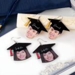 Celebrate Success with a Smile – Custom Graduation Cap Face Earrings – For Cherished Graduates and Friends - Image 2