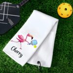 Custom flamingo pickleball towel for passionate players