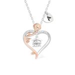 Rose Heart Graduation Necklace with Initial Charm for 2024