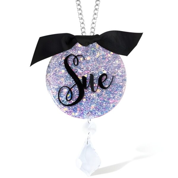 Custom glitter rear view mirror charm for joyful journeys