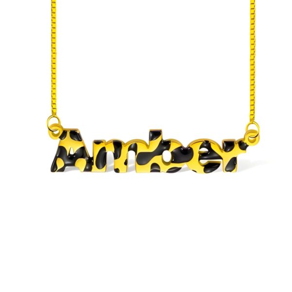 Custom leopard name necklace celebrating individuality