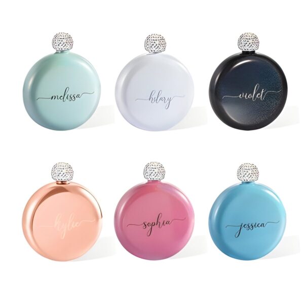 Personalized engraved flask for her with rhinestone lid