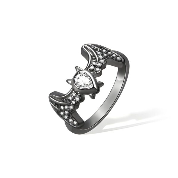 Birthstone bat ring for unique spirit and style