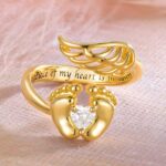 Embrace Forever – Angel Wings and Baby Feet Memorial Ring – A Tender Tribute for a Mother's Heart - Image 5