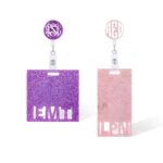 custom glitter badge reel for vibrant work identity