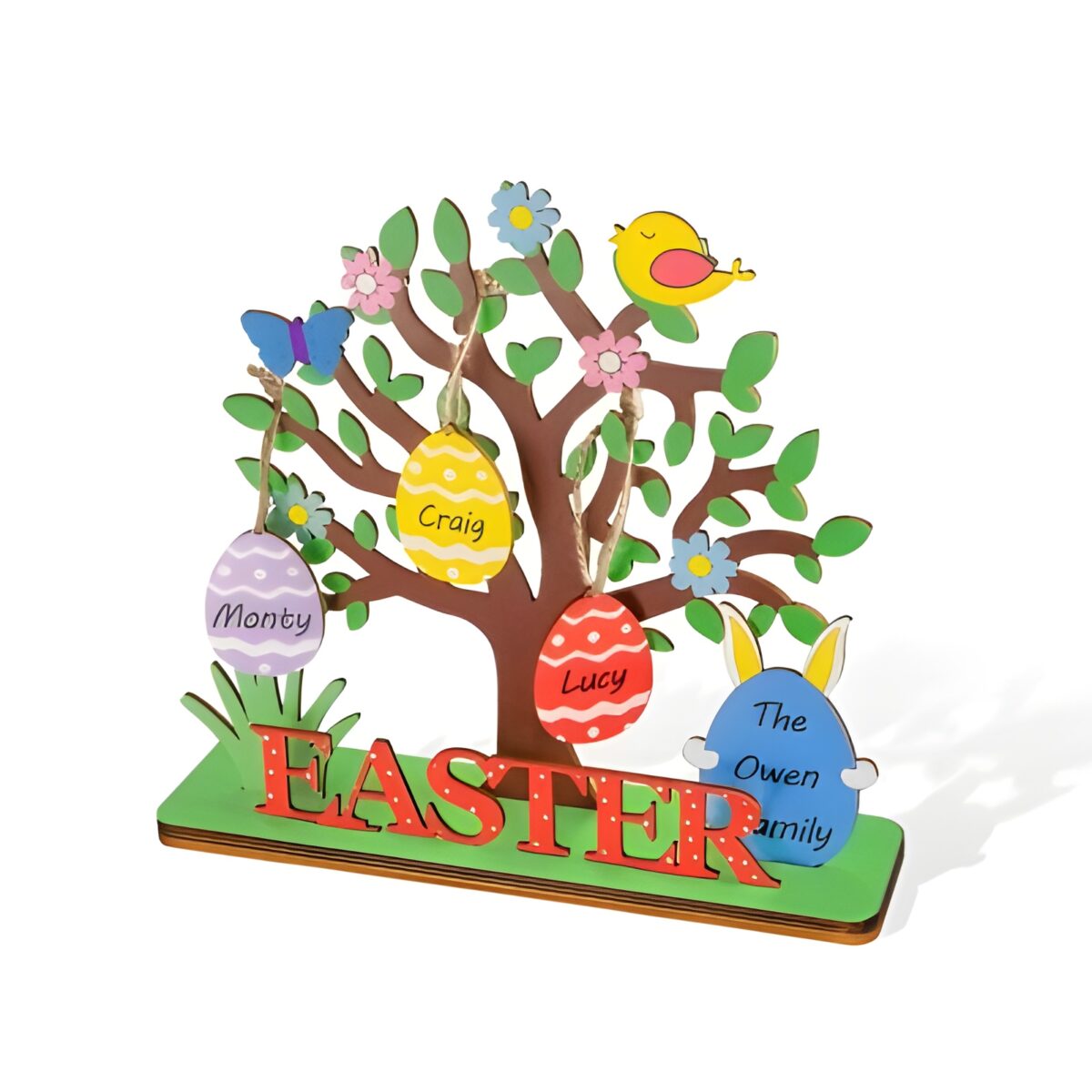 Personalized Easter tree decoration with custom name eggs