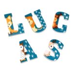 Custom alphabet nursery wall art with whimsical animals