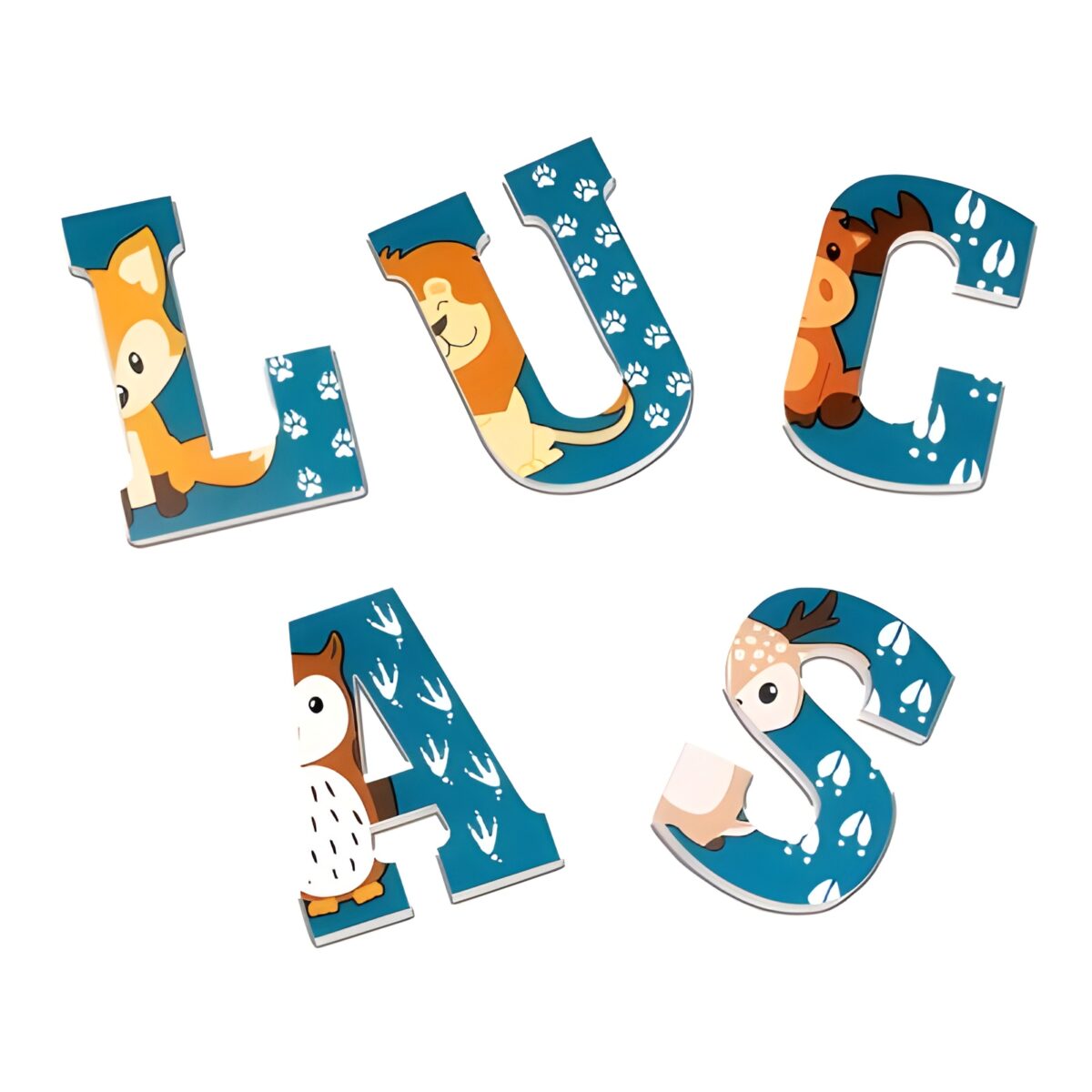 Custom alphabet nursery wall art with whimsical animals