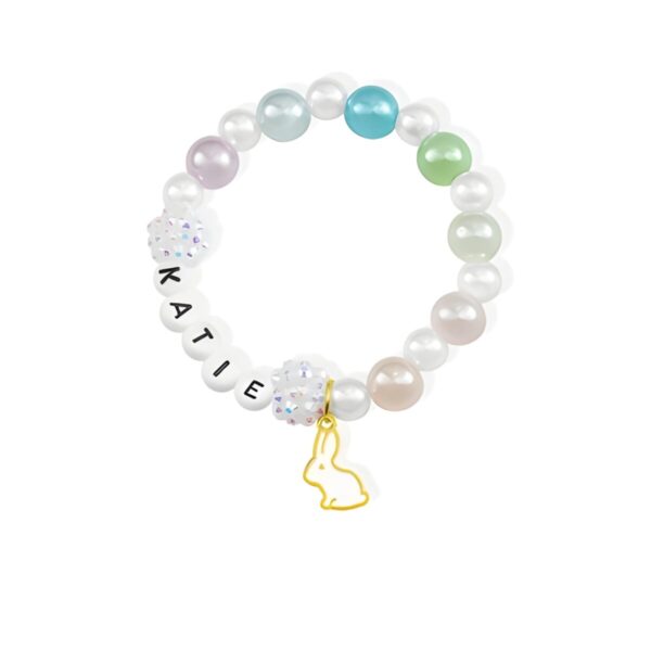 Custom Bunny Name Pearl Bracelet for Easter gifting
