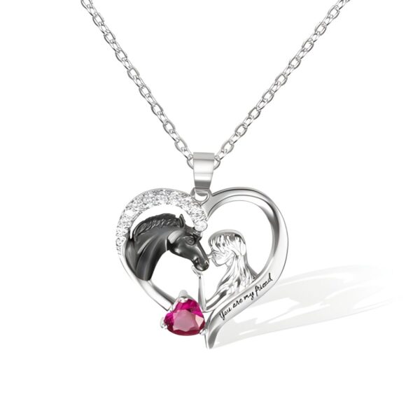 Heart necklace with horse charm for horse lovers