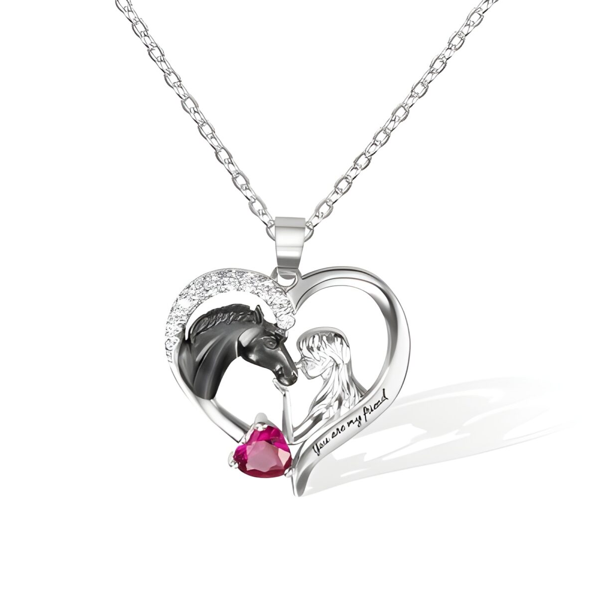 PG541-PG541-1_featured Heart necklace with horse charm for horse lovers
