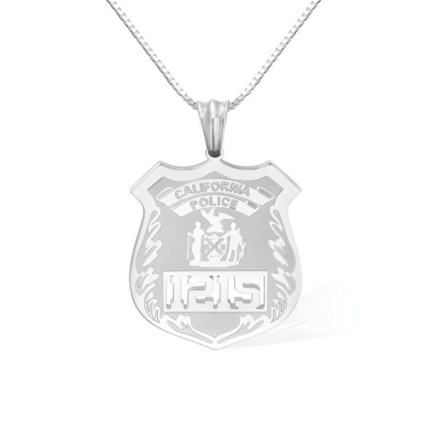 Custom police badge necklace honoring bravery and dedication