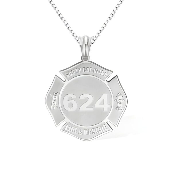 Engraved firefighter necklace honoring bravery and commitment