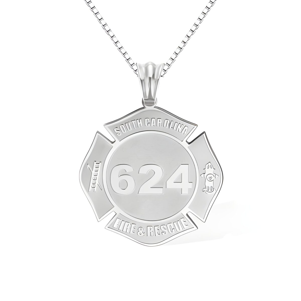 Engraved firefighter necklace honoring bravery and commitment