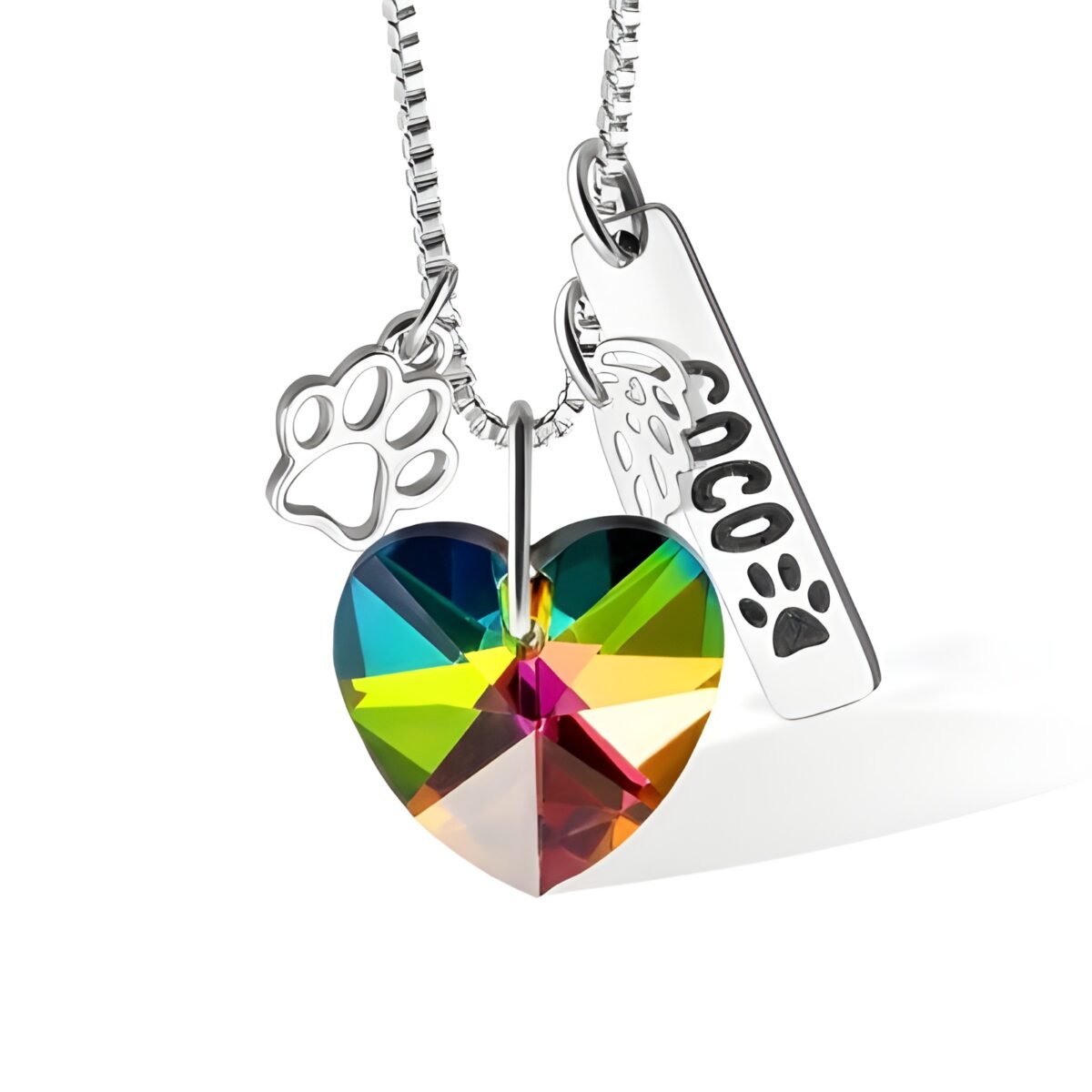 PG571_featured Custom pet memorial necklace with rainbow bridge pendant