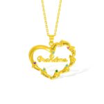 Embrace Their Tiny Steps – Custom Heart Necklace with Baby Feet & Birthstones – For Cherished Moms and Grandmothers - Image 2