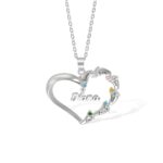 Custom heart necklace with baby feet and birthstones