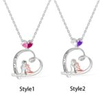 Embrace Eternal Bonds – Birthstone Heart Necklace Celebrating Mother & Child – A Cherished Treasure for Moms and Grandmothers - Image 3