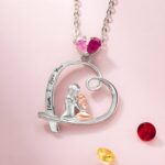 Embrace Eternal Bonds – Birthstone Heart Necklace Celebrating Mother & Child – A Cherished Treasure for Moms and Grandmothers - Image 4