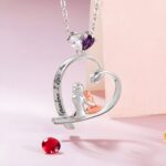 Embrace Eternal Bonds – Birthstone Heart Necklace Celebrating Mother & Child – A Cherished Treasure for Moms and Grandmothers - Image 5