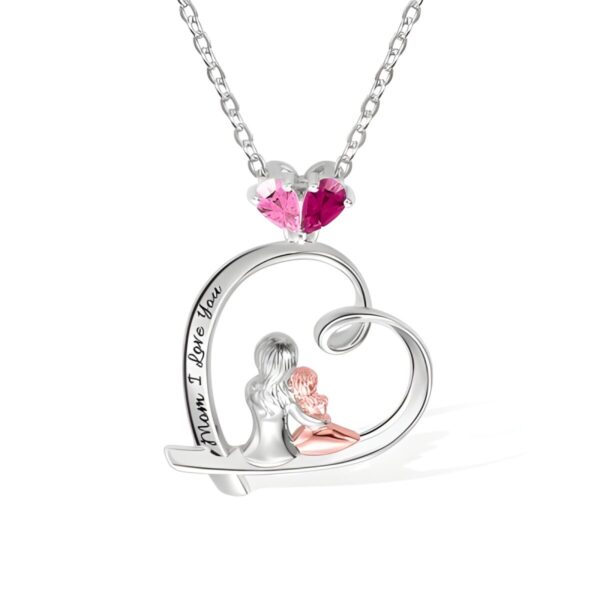 Birthstone heart necklace for moms and grandmothers
