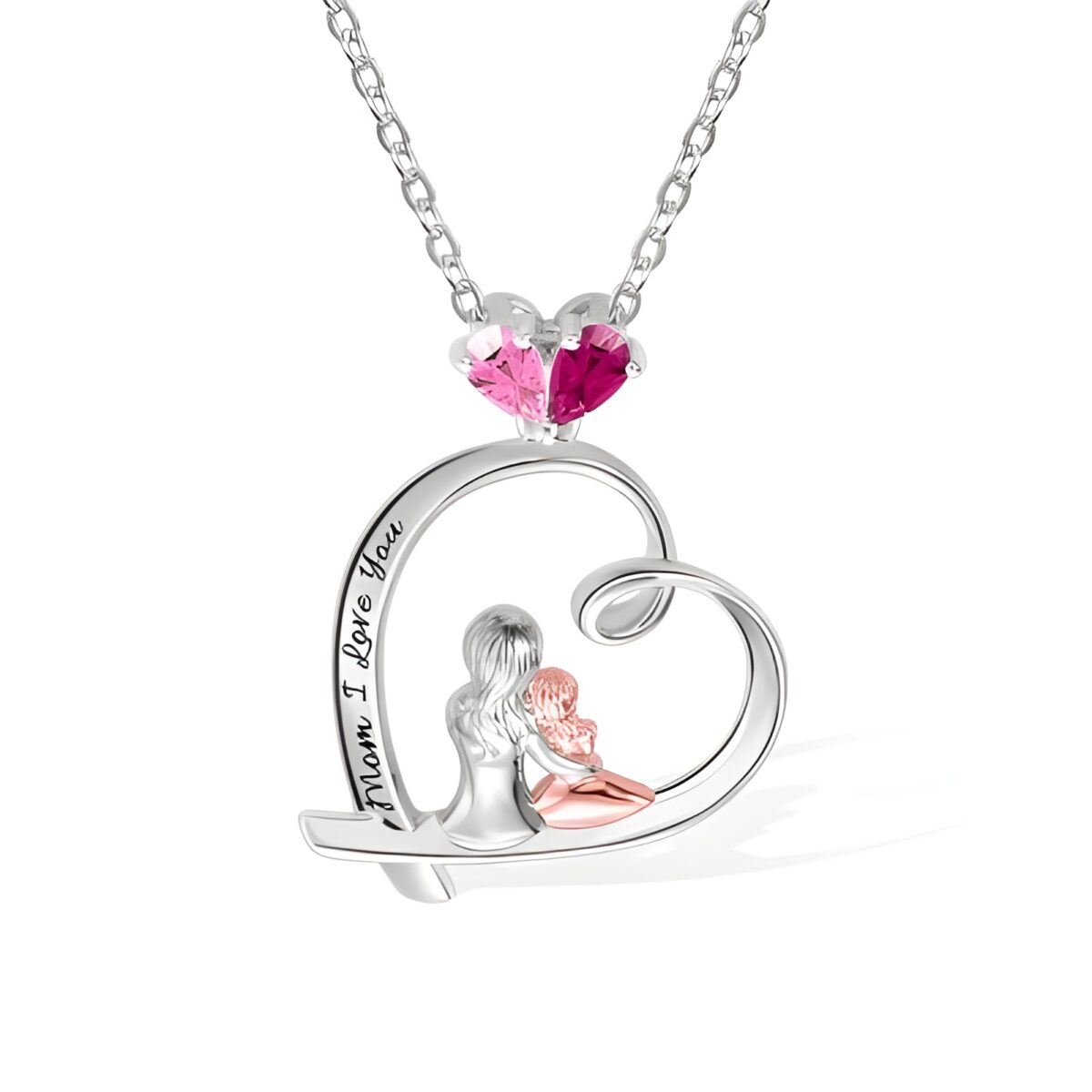 Birthstone heart necklace for moms and grandmothers